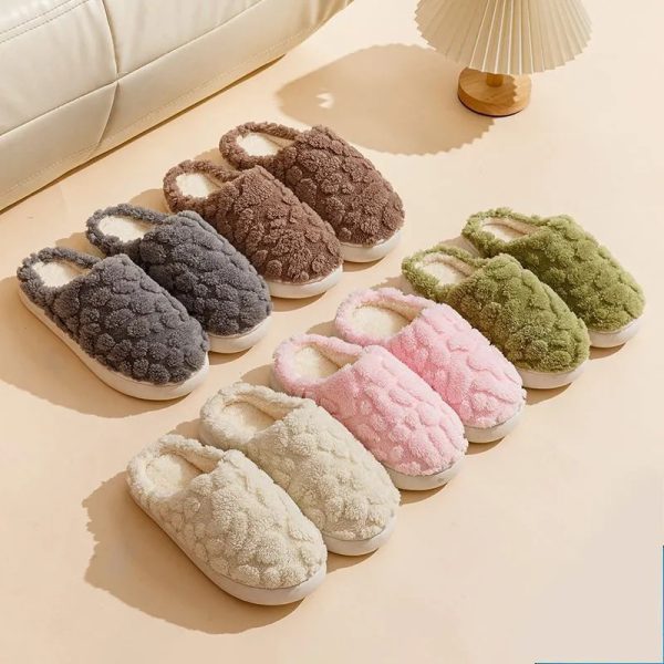 Pantoufles chaudes en coton antidérapantes en peluche pour femmes – Image 2