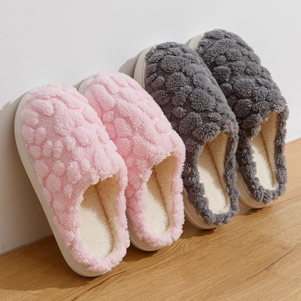 Pantoufles chaudes en coton antidérapantes en peluche pour femmes – Image 5