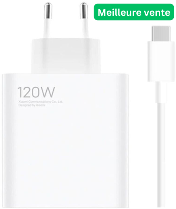 Chargeur Xiaomi Officiel 120W Blanc avec Combo USB Type-C Ultra-Rapide