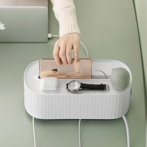 Boîte de Rangement pour Multiprise et Câbles - Protection Anti-Poussière - Organisateur de Chargeurs et Prises - Boîte de Rangement pour Fils Réseau et Gestion des Câbles