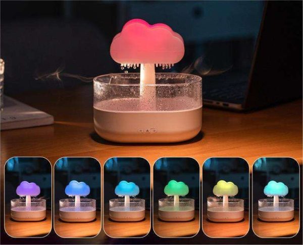 Humidificateur Nuage de Pluie 200ML avec Gouttes d'Eau, Diffuseur d'Huiles Essentielles et Diffuseur d'Arômes