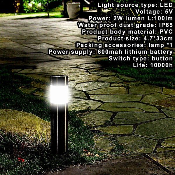 Lampe Solaire Cylindrique pour Pelouse – Image 3