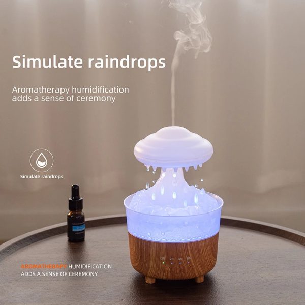 Humidificateur Lampe de Nuit Nuage de Pluie avec Bruit de Gouttes d'Eau, Lumière LED 7 Couleurs et Diffuseur d'Huiles Essentielles pour Aromathérapie – Image 2