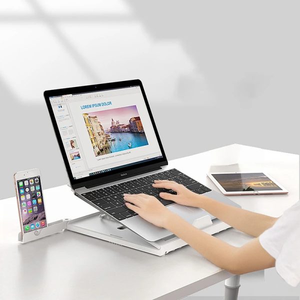 Nouveau Support pour Ordinateur Portable Pliable et Multifonctionnel avec Élévateur et Base en Alliage d'Aluminium – Image 9