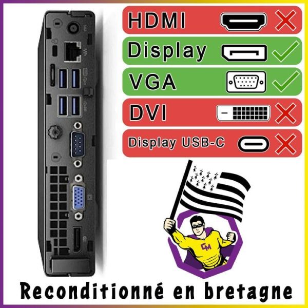PC HP ProDesk 600 G2 DM Intel G4400T RAM 8Go SSD 240Go W11 WiFi (Reconditionné) – Image 5