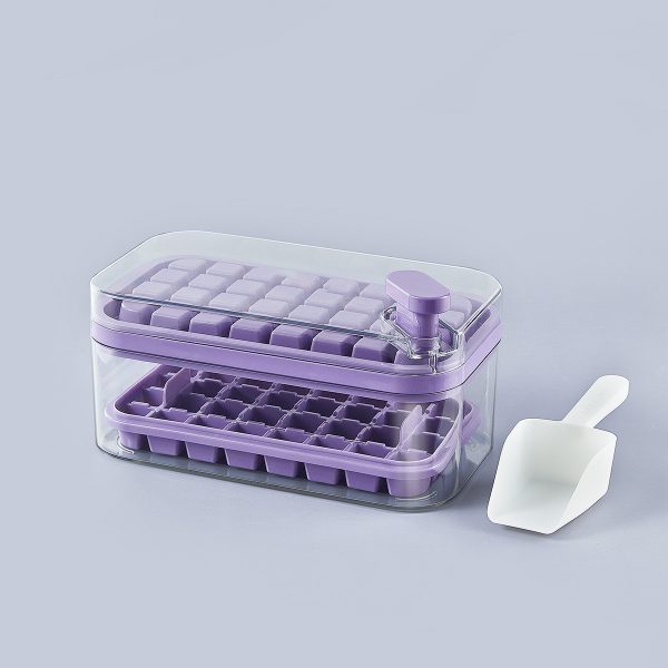 One-button Press Type Ice Mold Box Plastics Ice Cube Maker Ice Tray Mold With Storage Box With Lid Bar Kitchen Accessories – Image 3