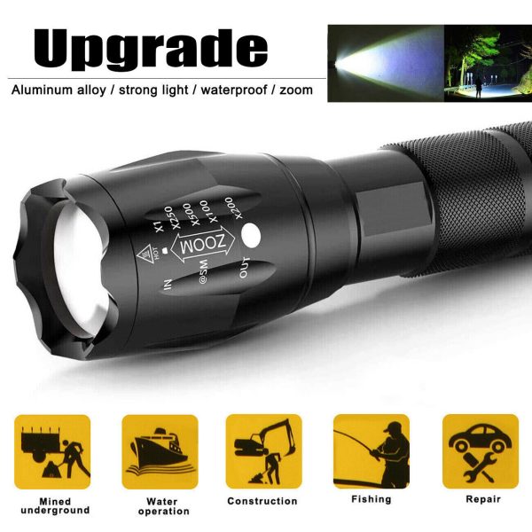 2x Lampe Torche LED Ultra Puissante 990000LM Rechargeable – Lampe de Poche Zoom pour Camping – Image 8