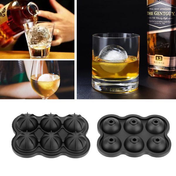 Large Ice Cube Maker Silicone Mold 6 Cell Big Sphere Ice Ball Tray Whiskey Wine Cocktail Party Bar Accessories – Image 3
