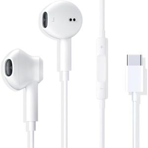Écouteurs USB C,Intra Auriculaires avec Micro (Hi-Res) et contrôle du Volume Compatible avec iPhone 16/15/Samsung S20/Huawei P30/P40/Xiaomi/iPad Pro/Google/Pixel 5/4