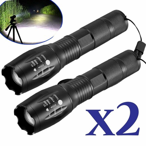 2x Lampe Torche LED Ultra Puissante 990000LM Rechargeable – Lampe de Poche Zoom pour Camping – Image 10