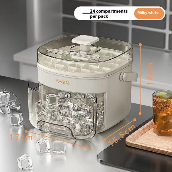Bac à glaçons portable de type presse pour l'extérieur – grande capacité – seau à glace 48 glaçons extra-larges – plateau de rangement en plastique alimentaire – accessoire de cuisine essentiel – Image 10