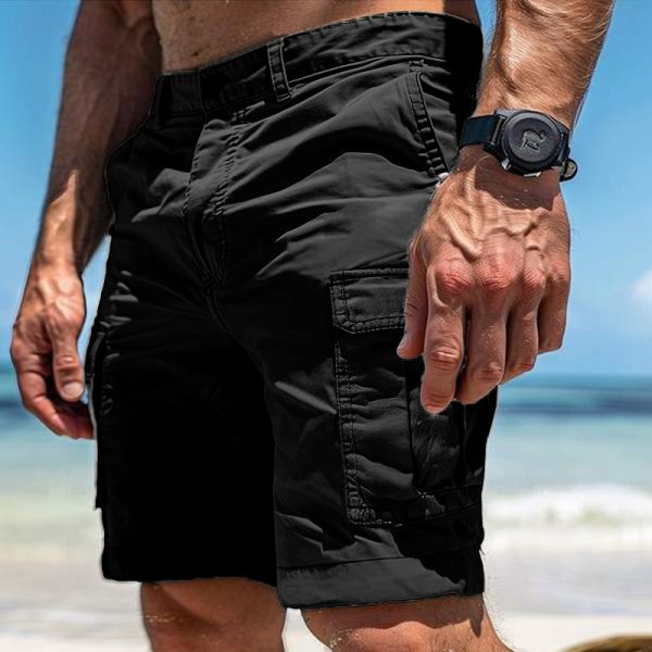 Shorts Cargo Homme Été à Multi-Poches avec Boutons et Fermeture Éclair – Style Décontracté pour la Plage – Image 3