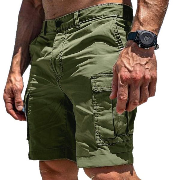 Shorts Cargo Homme Été à Multi-Poches avec Boutons et Fermeture Éclair – Style Décontracté pour la Plage – Image 5