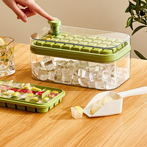 One-button Press Type Ice Mold Box Plastics Ice Cube Maker Ice Tray Mold With Storage Box With Lid Bar Kitchen Accessories – Image 4