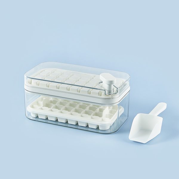One-button Press Type Ice Mold Box Plastics Ice Cube Maker Ice Tray Mold With Storage Box With Lid Bar Kitchen Accessories – Image 2