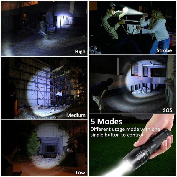 2x Lampe Torche LED Ultra Puissante 990000LM Rechargeable – Lampe de Poche Zoom pour Camping – Image 5
