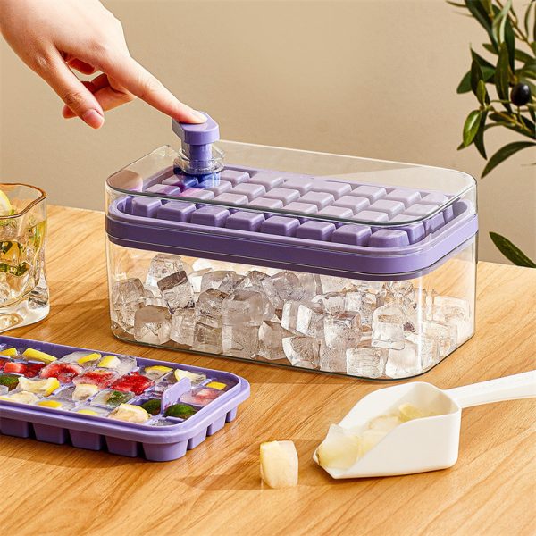 One-button Press Type Ice Mold Box Plastics Ice Cube Maker Ice Tray Mold With Storage Box With Lid Bar Kitchen Accessories – Image 8