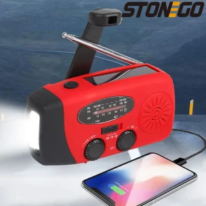 STONEGO 2000mA Radio d'urgence extérieure Radio de production d'énergie Portable prévention des catastrophes Radio solaire à manivelle Radio AM/FM