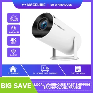 Transpeed-Projecteur portable AllwinnerH713, Android 11, WiFi 6, 260ANSI, 1280x720P, 4K, 180 °, BTpig flexible, Home Cinema, Extérieur
