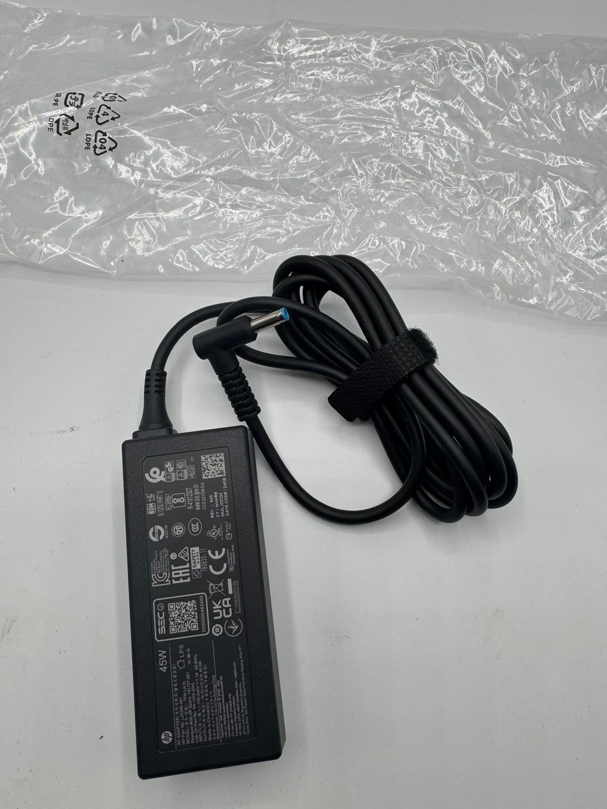 Chargeur HP Original 45W – 19.5V / 2.31A-Connecteur 4.5x3.0mm Bleu–neuf +cable
