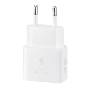 Chargeur D'origine Samsung 15W PD USB-C – Adaptateur Secteur Charge Rapide avec Câble USB-C vers USB-C (1m) – Blanc